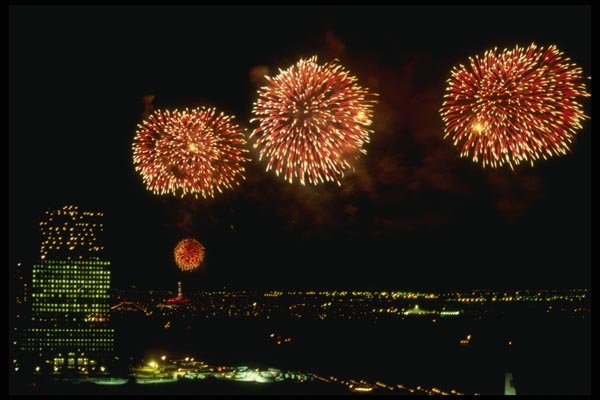 148010 Fireworks Over The Statue Of Liberty And The Battery A4 Photo Print