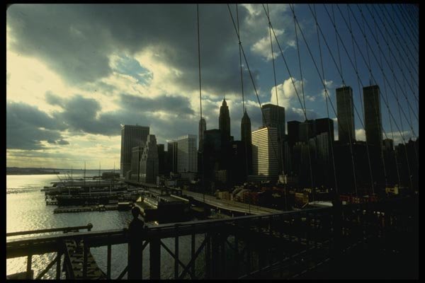 148025 Lower Manhattan From The Brooklyn Bridge A4 Photo Print