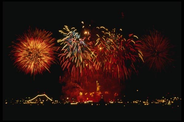 148039 Fireworks Over Statue Of Liberty A4 Photo Print