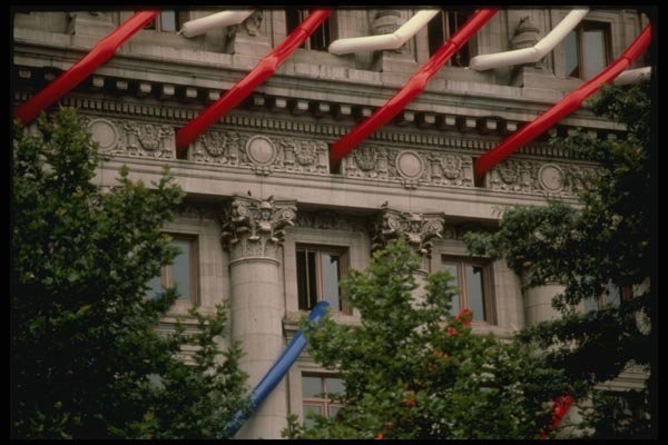 148042 Patriotic Bunting On Federal Customs House A4 Photo Print