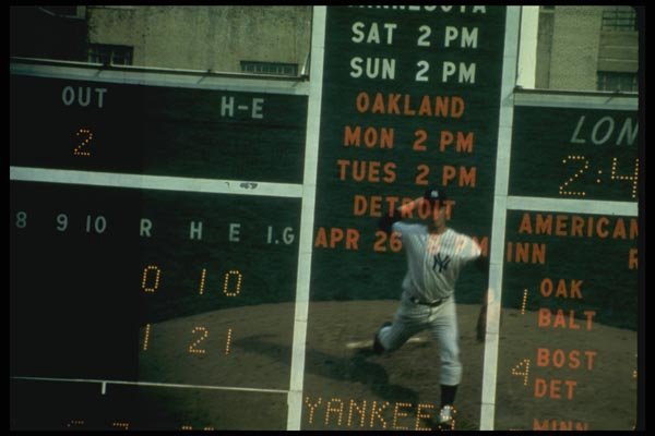 148047 Yankee Stadium Double Exposure Of Ball Player And Display A4 Photo Print