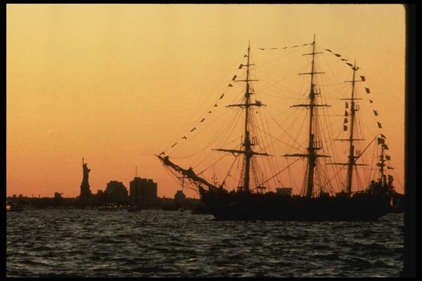148061 Tall Ship And Statue Of Liberty A4 Photo Print