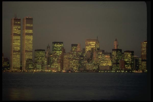 148067 Lower Manhattan Skyline At Night A4 Photo Print