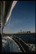 148075 Ship In Upper New York Harbor, Lower Manhattan In Rear A4 Photo Print