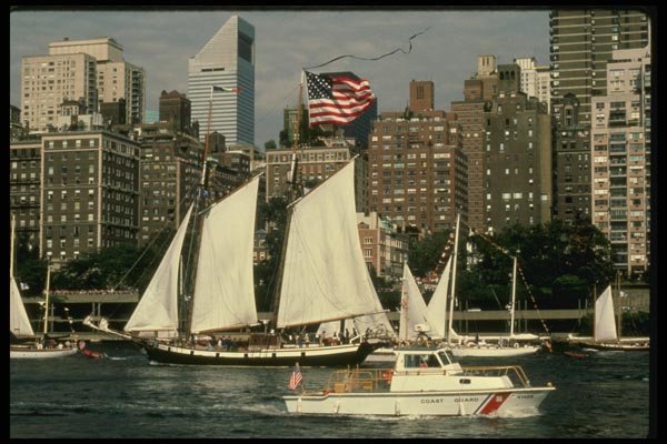 148077 Tall Ships, East River, Citicorp Building In Rear A4 Photo Print