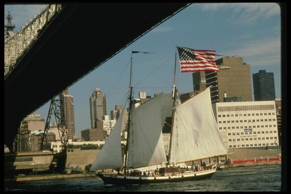 148098 Tall Ship Sailing Under The 59th Street Bridge, East River A4 Photo Print