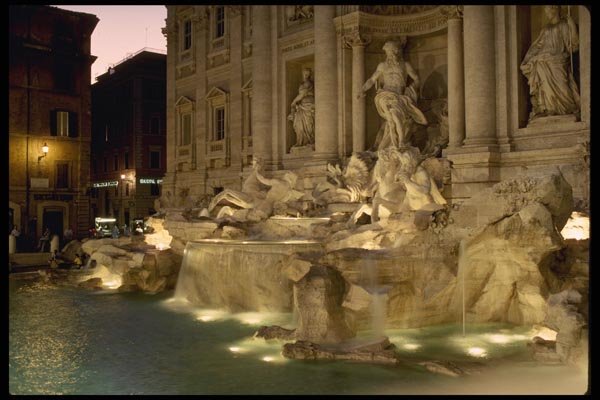 149036 Trevi Fountain At Night A4 Photo Print
