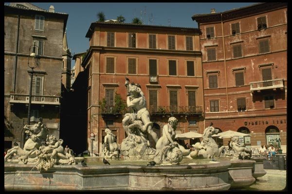 149038 Bernini Fountain At Piazza Navona A4 Photo Print