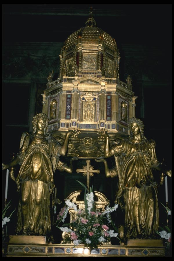 149073 Ornate Gold Sculpture Inside Santa Maria Maggiore A4 Photo Print