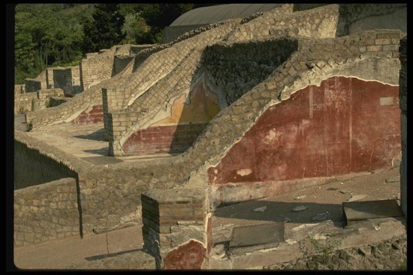 149091 Remains Of Red Mural Painting At Pompeii A4 Photo Print