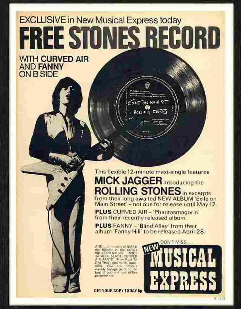 15 02 free rolling stones record in nme 1972 Advert A4 Photo Print