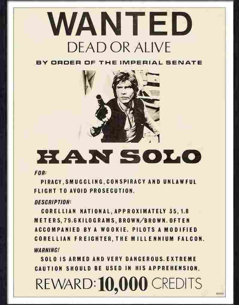 15 wanted han solo Advert A4 Photo Print