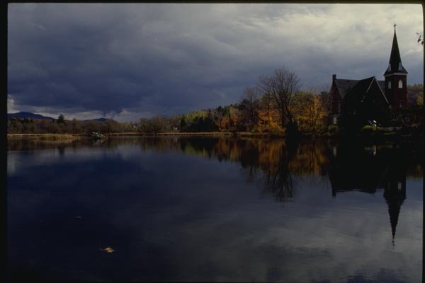 150051 Church Across The Lake A4 Photo Print