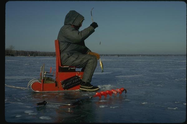 151026 Ice fisherman With Perch A4 Photo Print