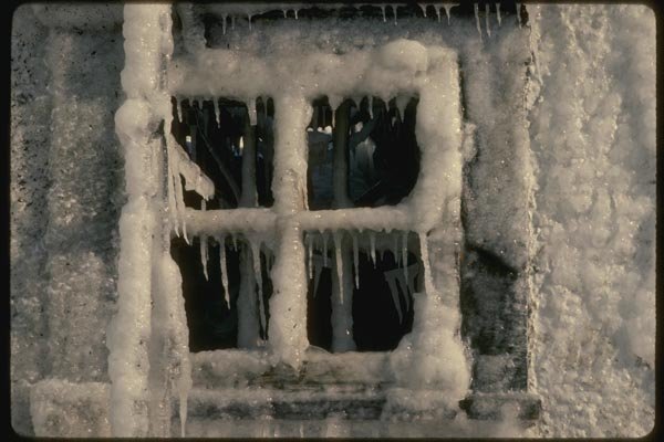 151039 Winter Window After The Fire A4 Photo Print