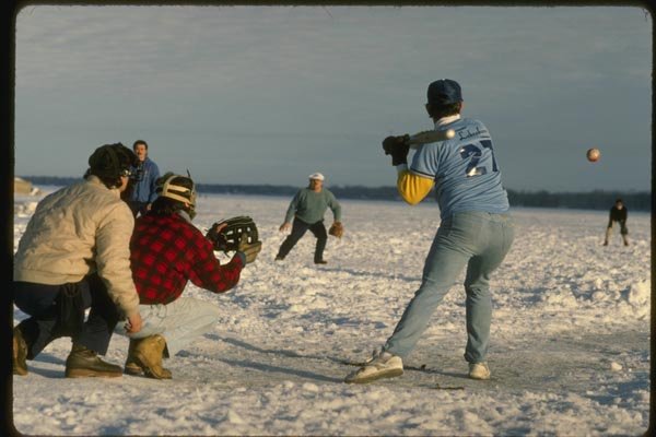 151087 Softball In Snow A4 Photo Print