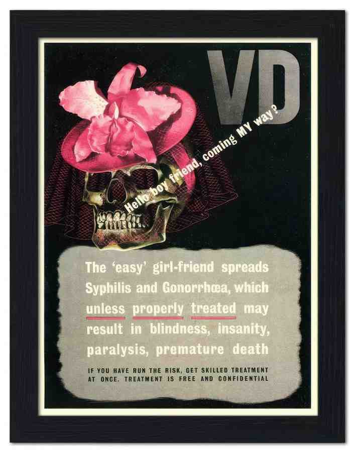 1517 vd health warning poster reginald mount war poster 1943 2 Vintage Advert A4 Photo Print