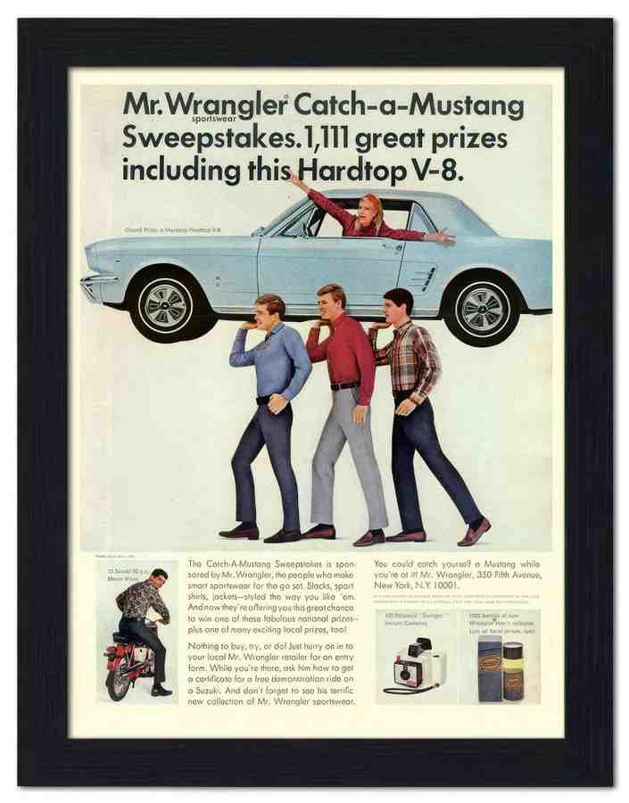 1537 wrangler jeans ford mustang 1960s 2 Vintage Advert A4 Photo Print