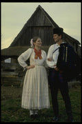 154023 Traditional Clothing In Mraclin Village A4 Photo Print
