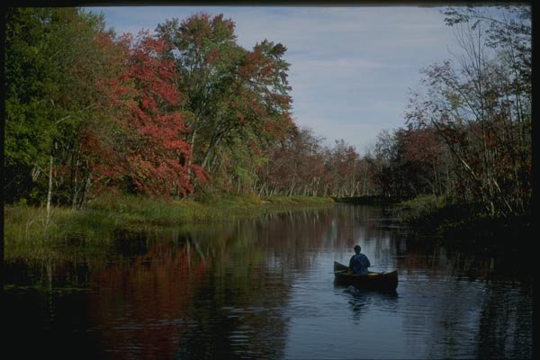 155013 Canoe In Autumn Lac La Peche, Quebec A4 Photo Print