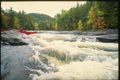 155022 Canoe In Rapids Quebec A4 Photo Print
