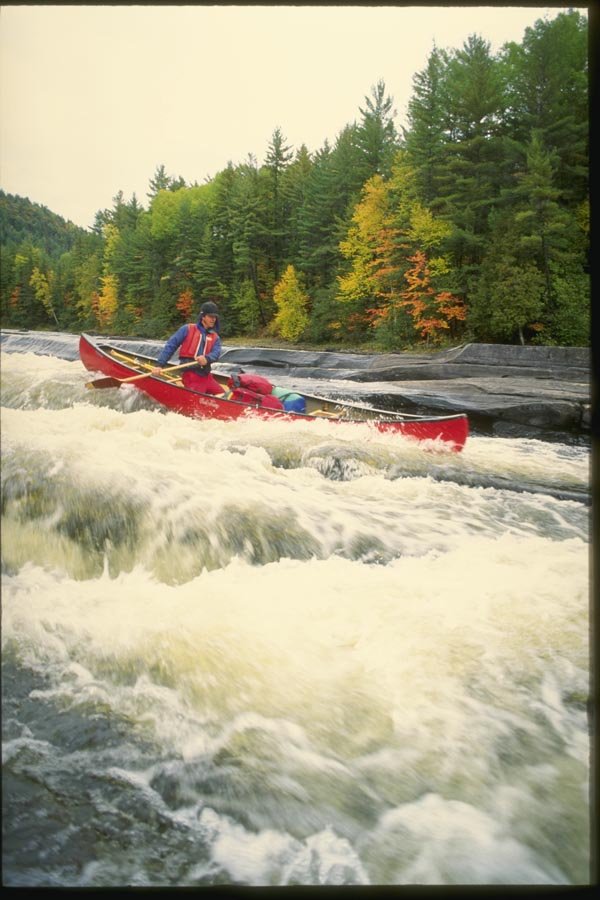 155023 Canoe In Rapids Quebec A4 Photo Print