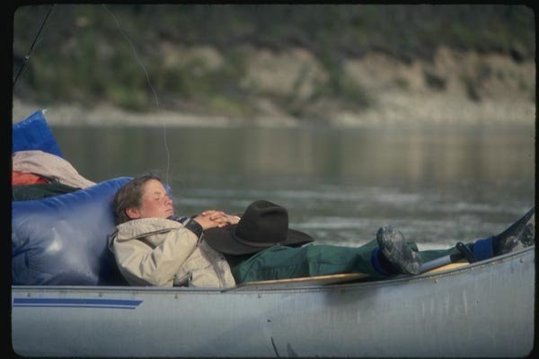 155037 Snoozing Canoeist A4 Photo Print