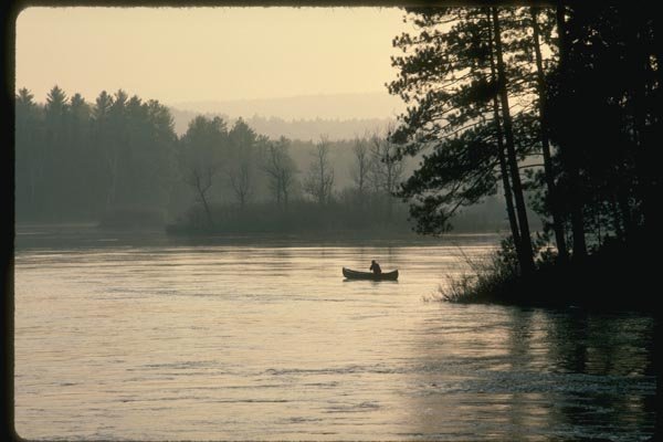 155044 Solo Canoeist Quebec A4 Photo Print