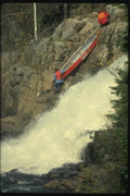 155060 Canoe By Waterfall Quebec A4 Photo Print
