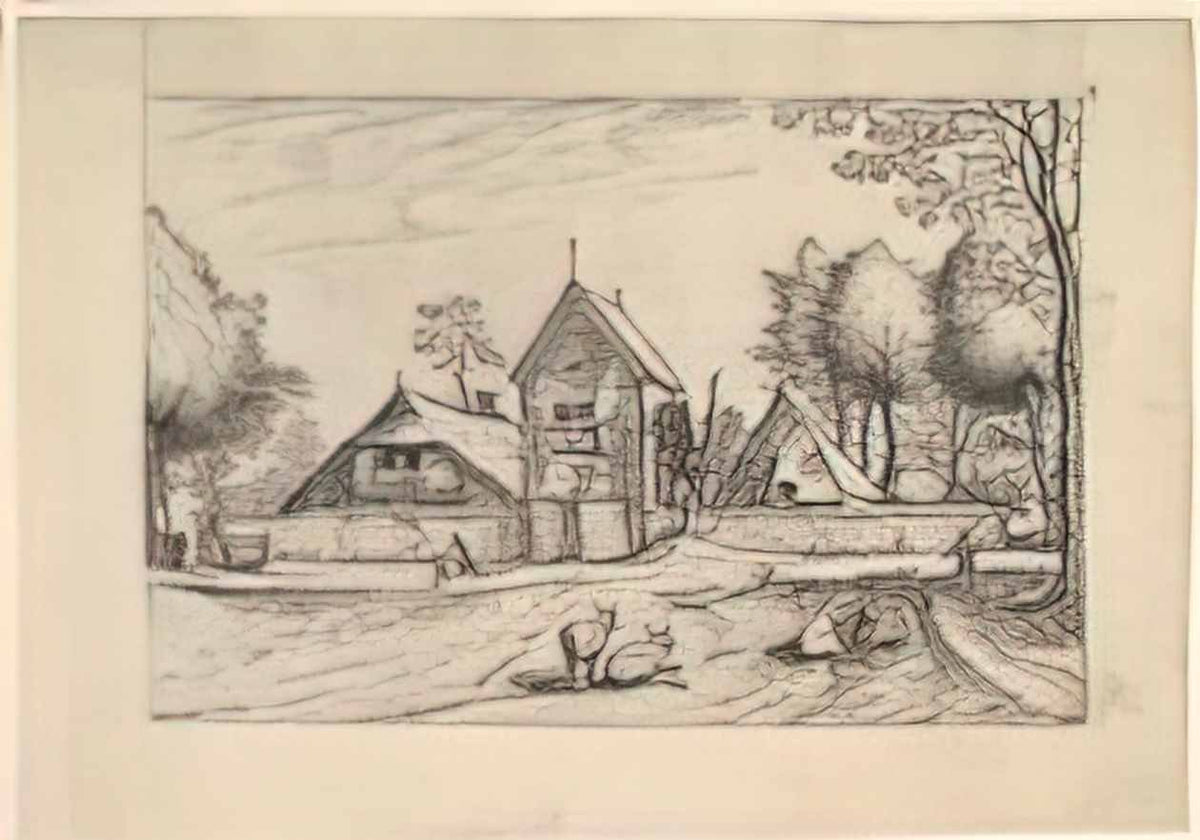 1559 61 farmstead cows and herdsman in the foreground from praediorum Art A4 Photo Print