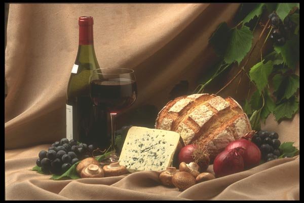 157076 Red Wine Platter With Blue Cheese A4 Photo Print