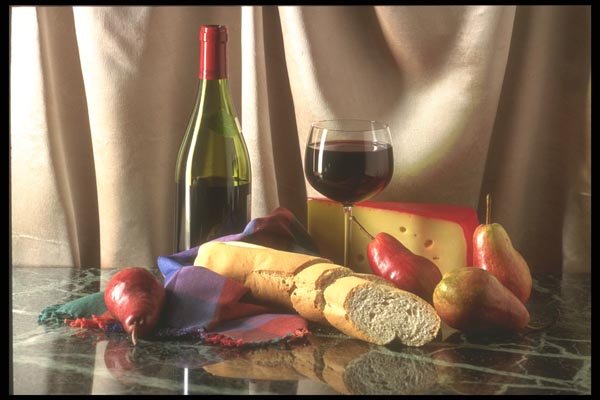 157077 Red Wine Platter With Swiss Cheese A4 Photo Print