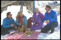 157087 Couples Enjoying Cross country Ski Picnic A4 Photo Print