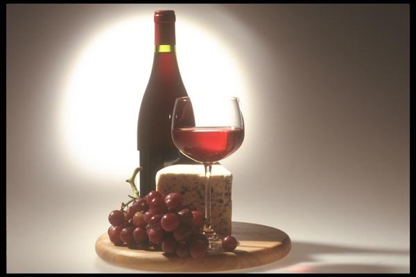 157096 Red Wine And Blue Cheese Platter A4 Photo Print