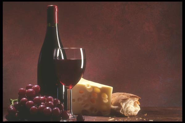 157097 Red Wine And Swiss Cheese Platter A4 Photo Print