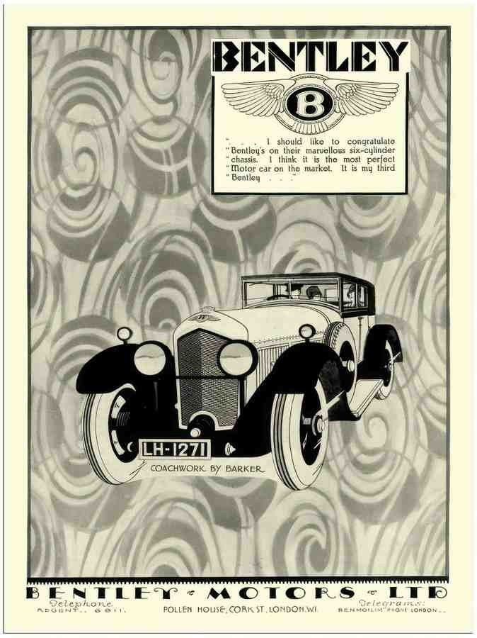159 bentley car advert 1920s 2 Vintage Advert A4 Photo Print