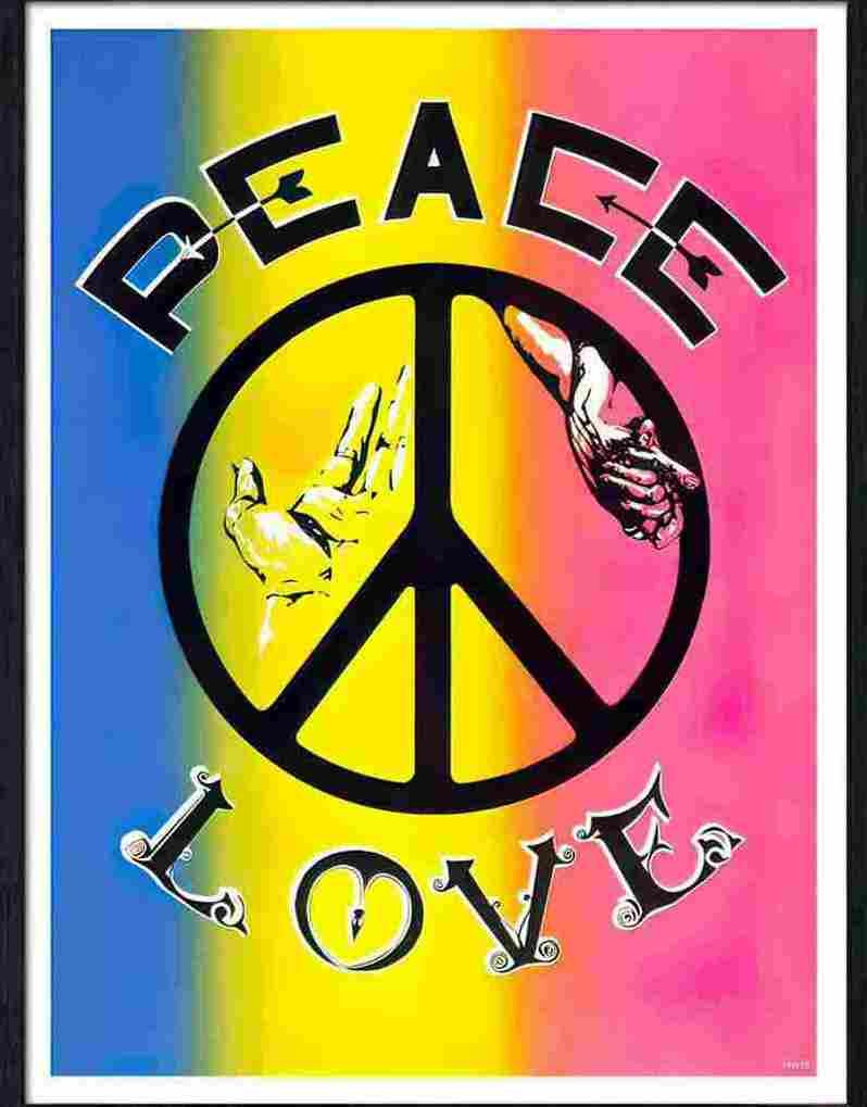 16 peace and love 1960s poster design Advert A4 Photo Print