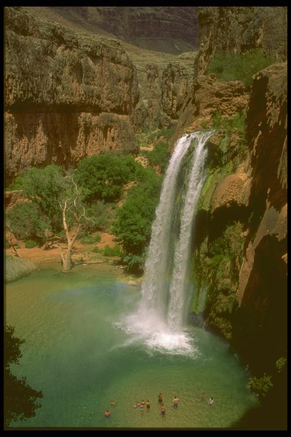 162006 View And Swimmers Havasu Falls A4 Photo Print