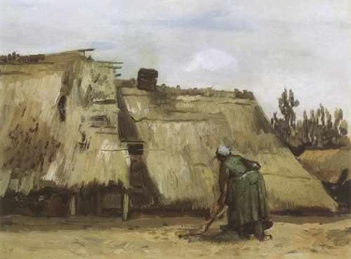 163 Cottage With A Woman Digging Nuenen 1885 A4 Photo Print