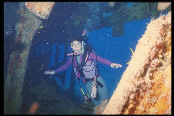164095 Diver In Shipwreck Of Rhone A4 Photo Print