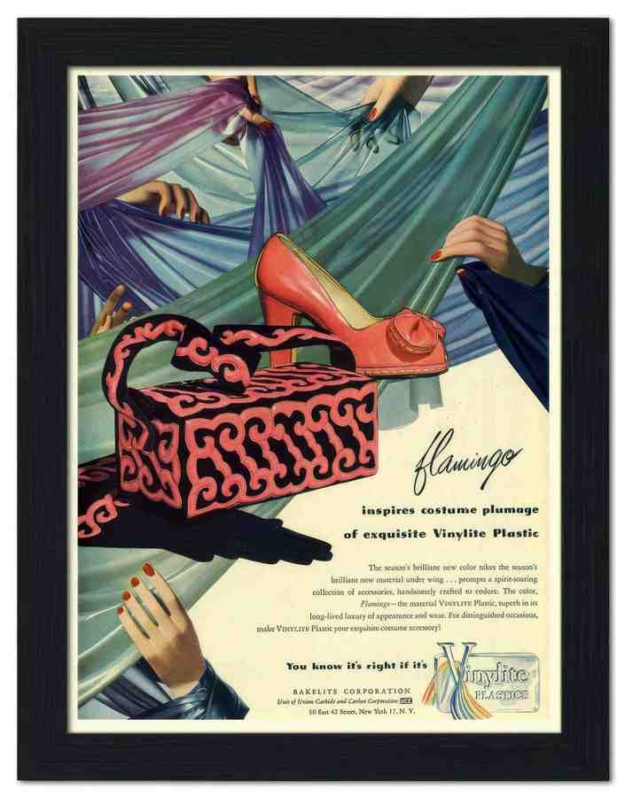 167 flamingo handbag advert vinylite 2 Vintage Advert A4 Photo Print