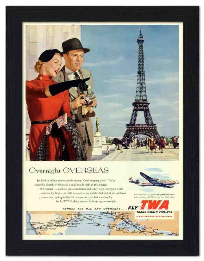 1676 twa air travel paris 1950s 2 Vintage Advert A4 Photo Print