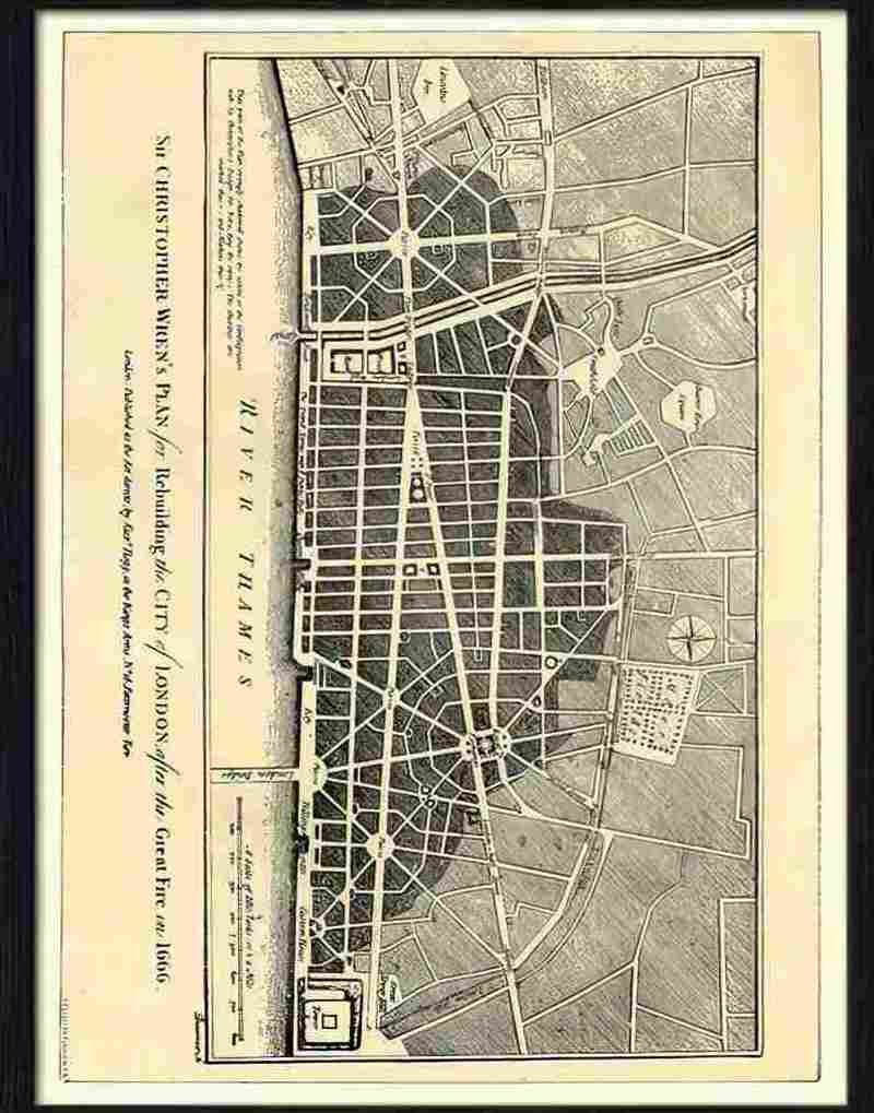 17 08 christopher wrens plan for rebuilding london after great fire Advert A4 Photo Print