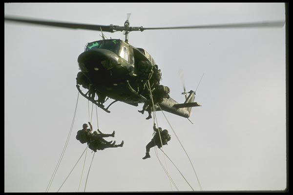 170022 Soldiers Repelling From Helicopter A4 Photo Print
