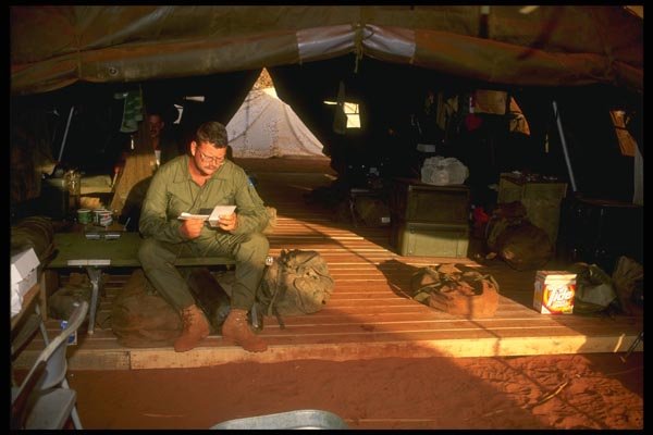 170079 Soldier Reading Letter From Home, Somalia A4 Photo Print