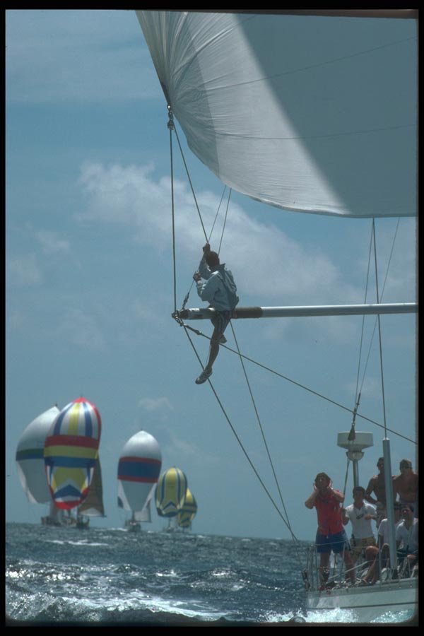 172020 Checking The Spinaker At Antigua Race Week, 1989 A4 Photo Print