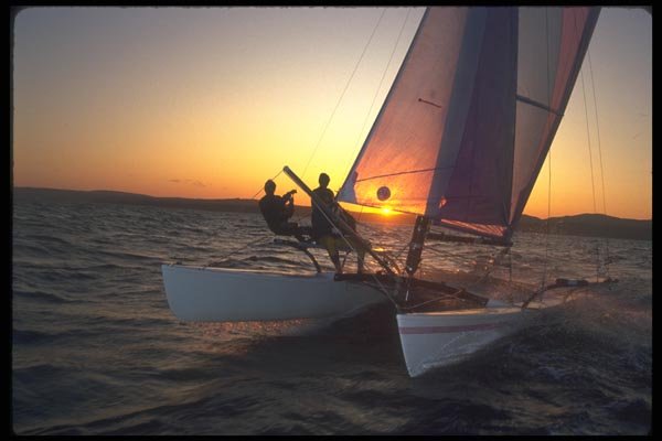 172031 Sunset Streaking On A Hobie 21, Camden, Maine A4 Photo Print