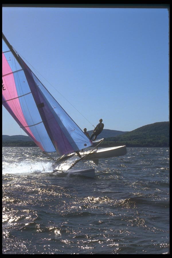172078 High Torque Hobie 21 Sailing On Penobscot Bay, Maine A4 Photo Print