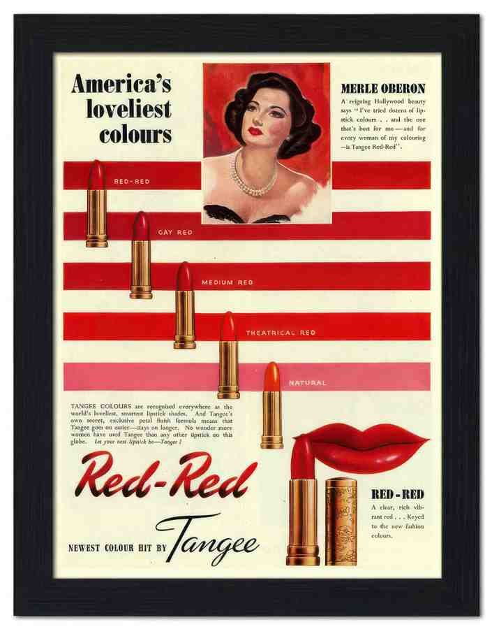 173 merle oberon red red tangee lipstick 2 Vintage Advert A4 Photo Print