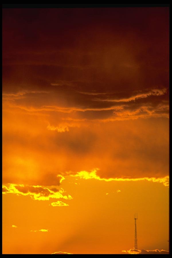178006 Yellow Orange Sunset With Clouds And Radio Tower A4 Photo Print